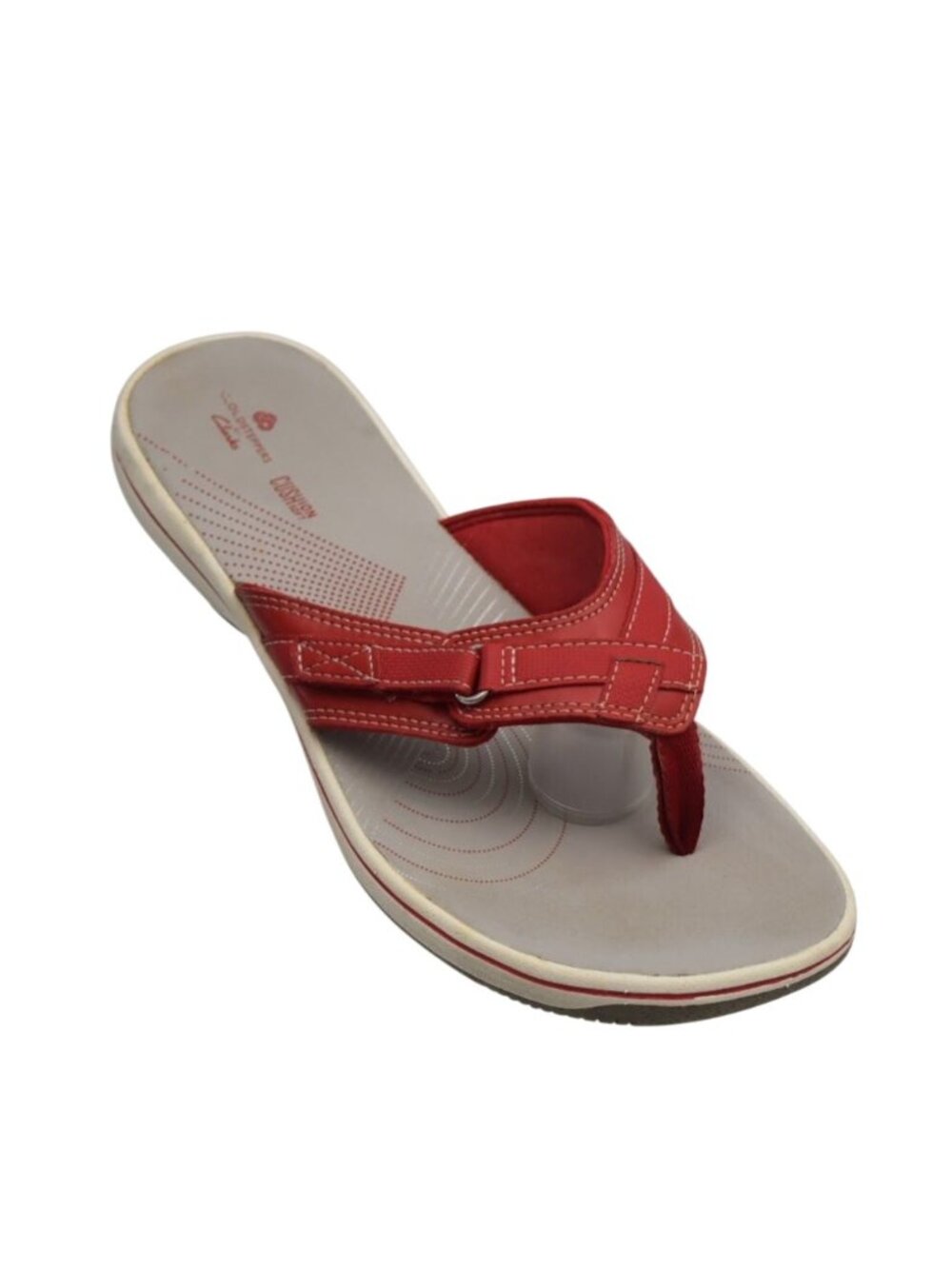 Clarks Cloudsteppers Breeze Sea Red Womens Cushion Flip Flop Sandals Size 10